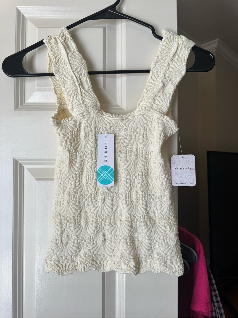 Free People Textured Cream Tank Top
